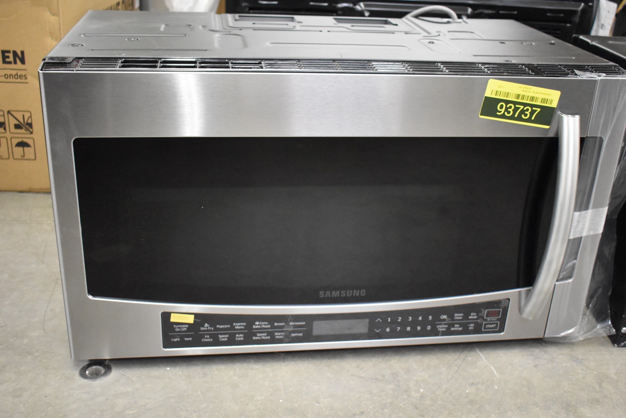 Samsung Mc17j8000cs 1 7 Cu Ft Over The Range Convection Microwave With 950 Watts 10 Power Levels 3 Speed 300 Cfm Venting System Slimfry Eco Mode Auto Defrost Ceramic Enamel Interior Eco Mode And Steam Clean