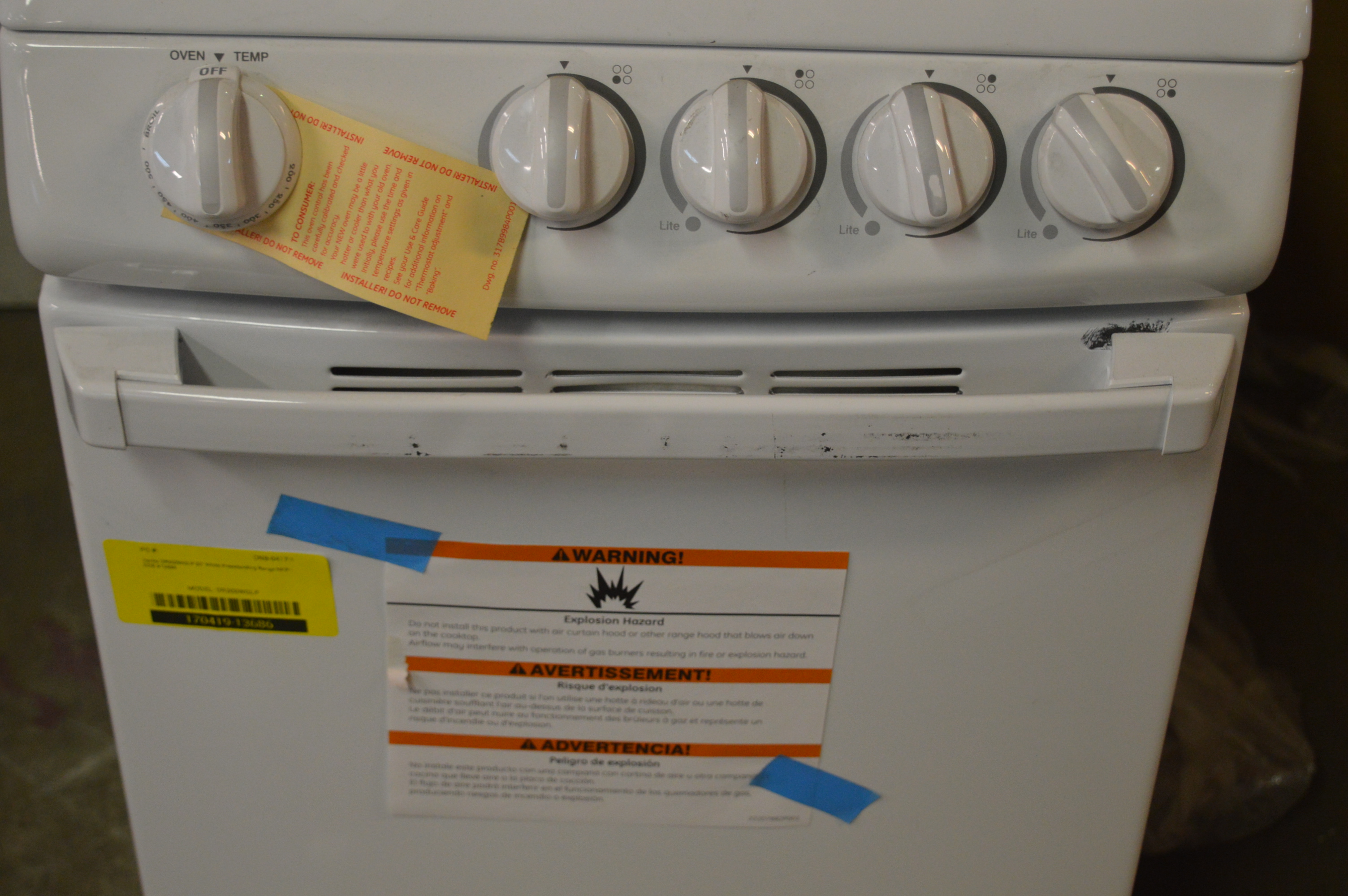 Danby DR200WGLP 20" White Freestanding Gas Range T2 NOB 13686 eBay