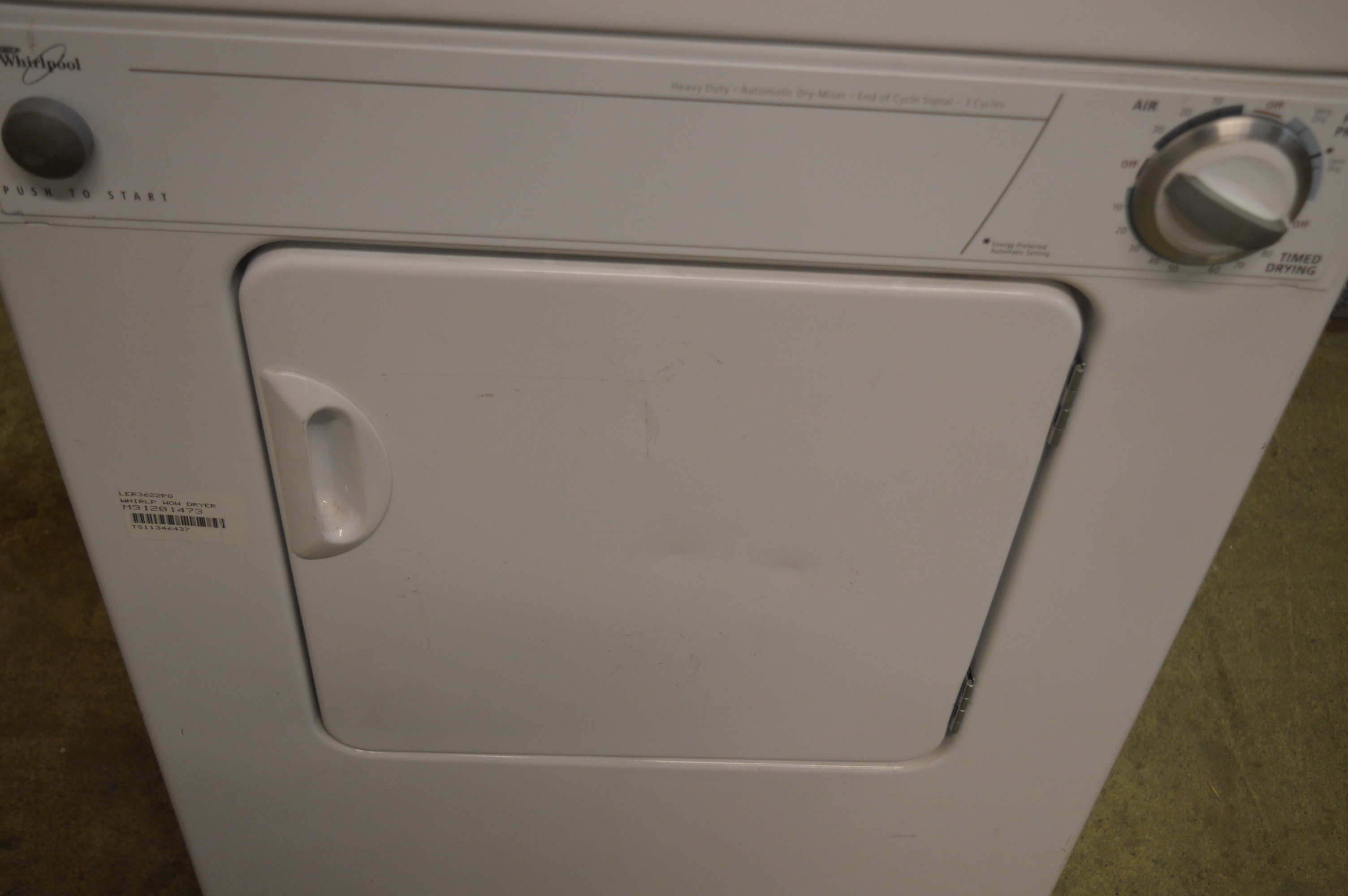 Whirlpool LER3622PQ 24" White Compact Electric Dryer NOB 12719 eBay